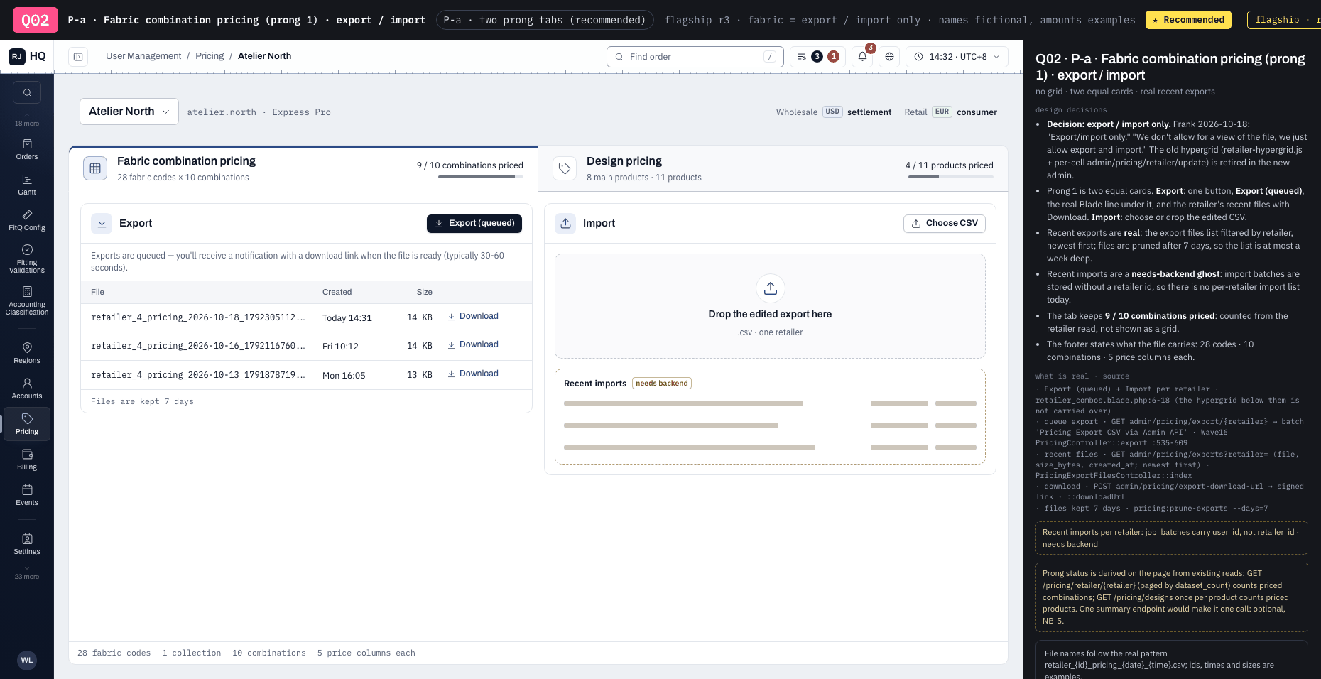 Q02 · P-a · Fabric combination pricing (prong 1) · export / import ★