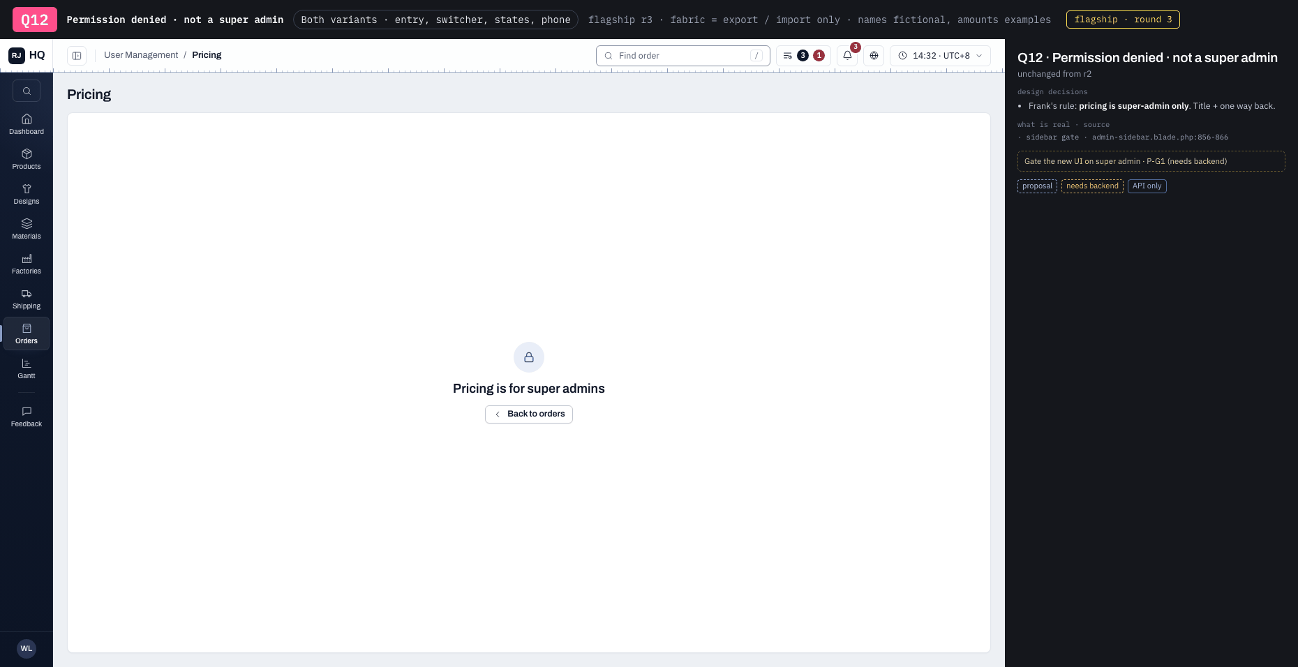 Q12 · Permission denied · not a super admin